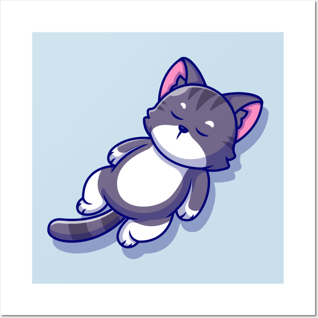 Cute Cat Sleeping Cartoon Wall Art by Catalyst Labs